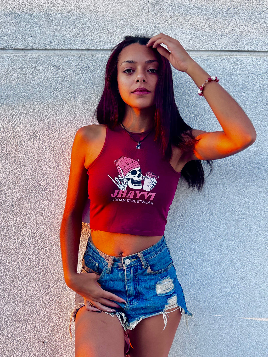 Burgundy Top Skull “Jhayvi”