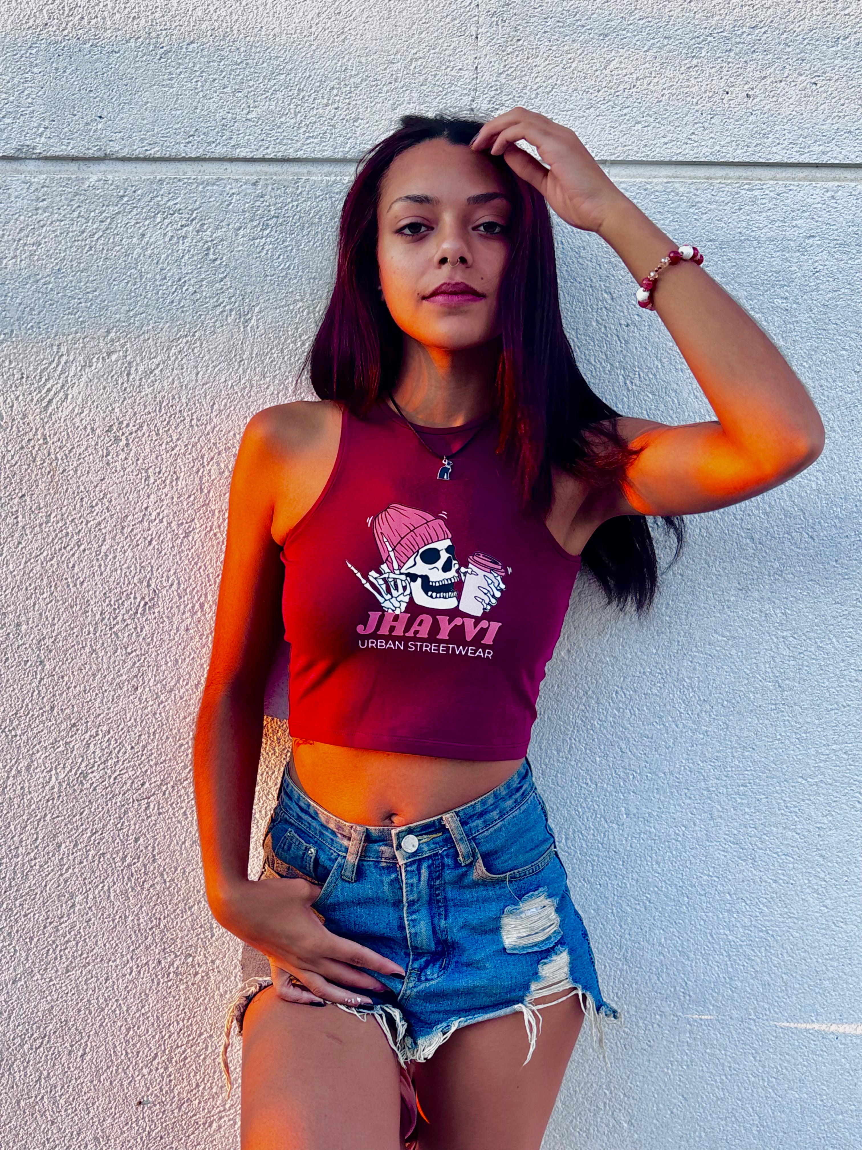 Burgundy Top Skull “Jhayvi”